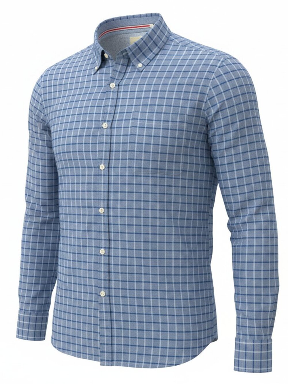 Oxford Men’s Luxury Collection Shirt Mens 2XL Blue Plaid Button Down Long Sleeve